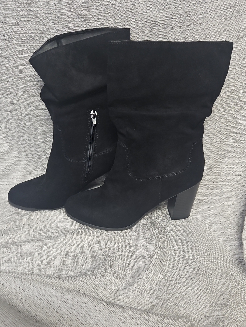 Style & Co. Black Mid-Calf Suede Heeled Boots
